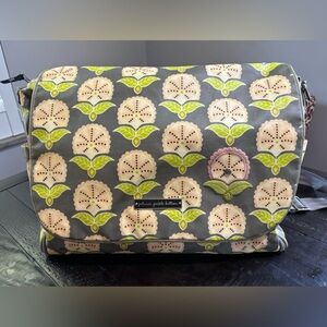 Petunia Pickle Bottom Boxy Backpack Diaper Bag, Gray/Pink/Green, XL Size